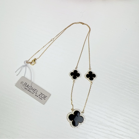 NWT Rachel Zoe 3 Clover Pendant Necklace with Black Box - Picture 3 of 7